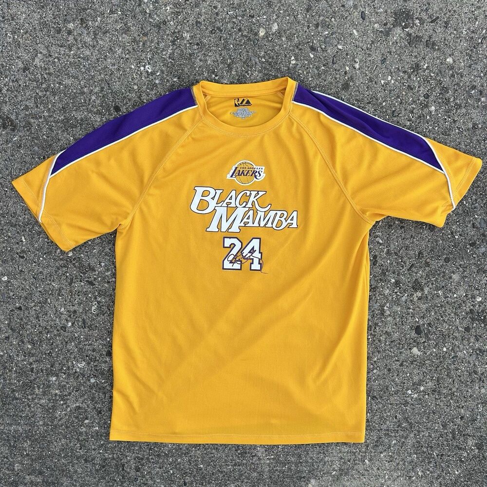 Kobe Bryant Black Mamba #24 Men’s Large LA Lakers NBA Majestic Jersey Shirt